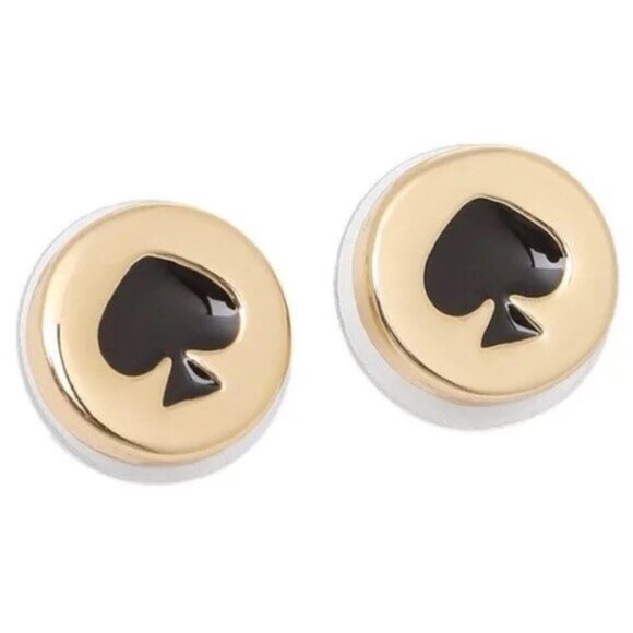 KATE SPADE Black Spot The Spade Earrings NWT - Picture 2 of 4